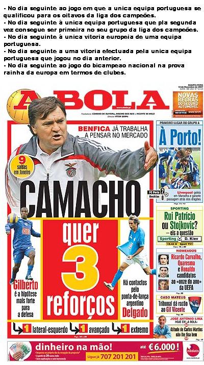 Capa Jornal A BOLA 12-12-2007