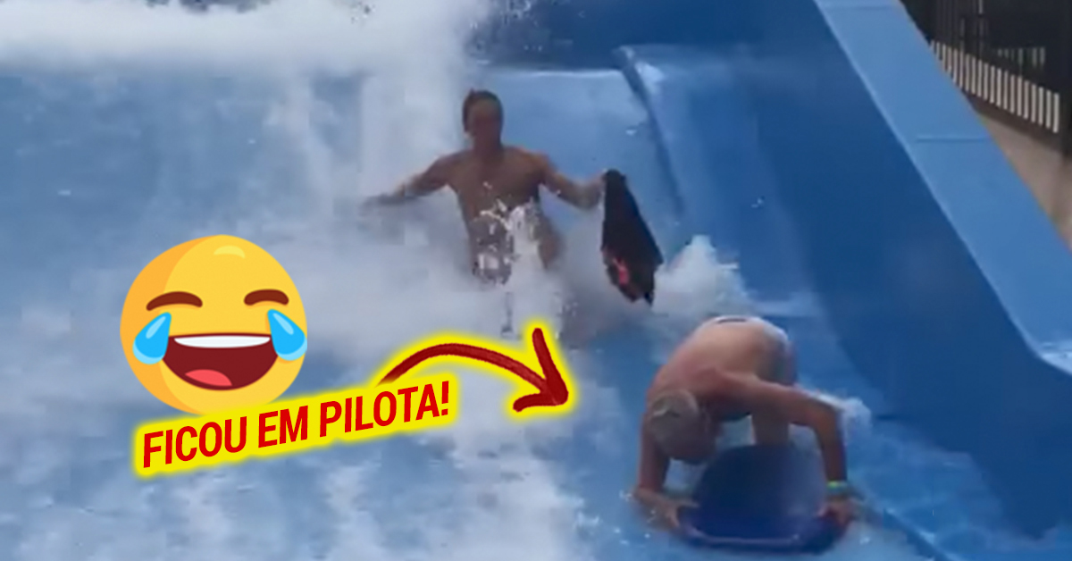 Ficou sem calções enquanto fazia surf num parque aquático